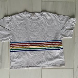 White Rainbow Striped T-Shirt